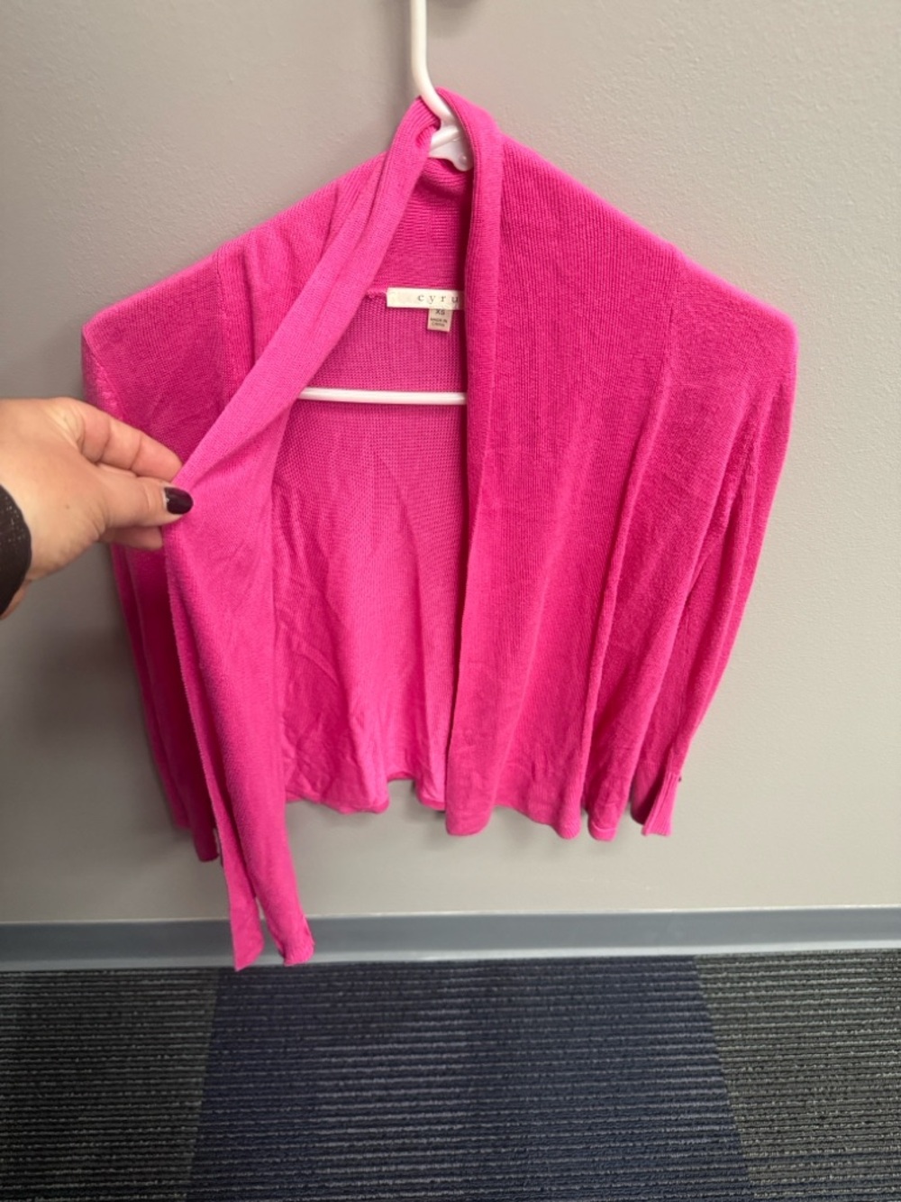Cyrus Vibrant Hot Pink Open-Front Cardigan Sweater Size XS - Picture 4 of 7